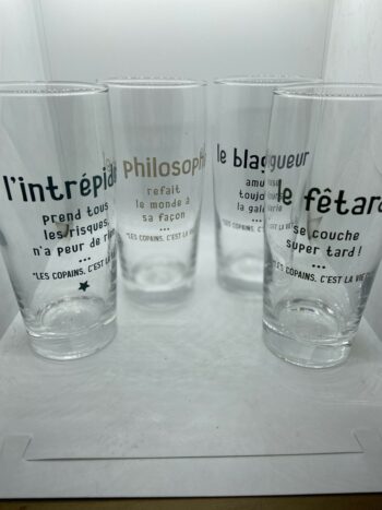 Lot de 4 verres à biere "Le Philosophe..." SJ
